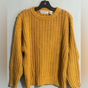 RAFFERTY Mustard Cable Knit Crewneck Sweater